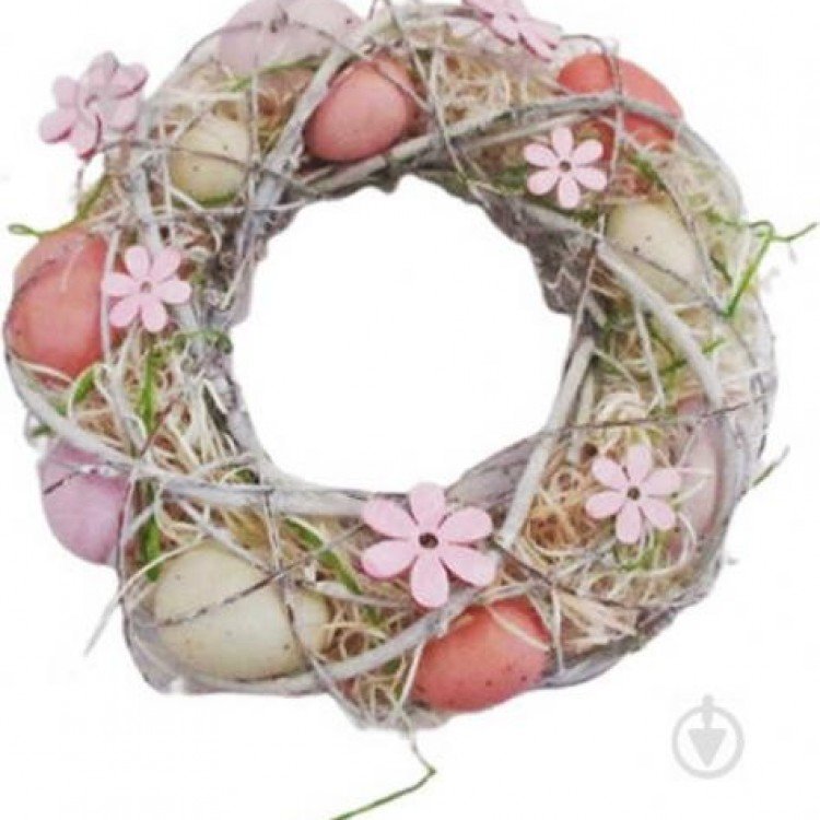 Вінок великодній з яйцями і квіточками D9743B-0 24 см - image-0